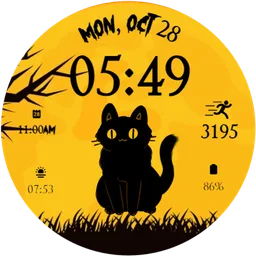 Cute Halloween Cat Watch Face for Android